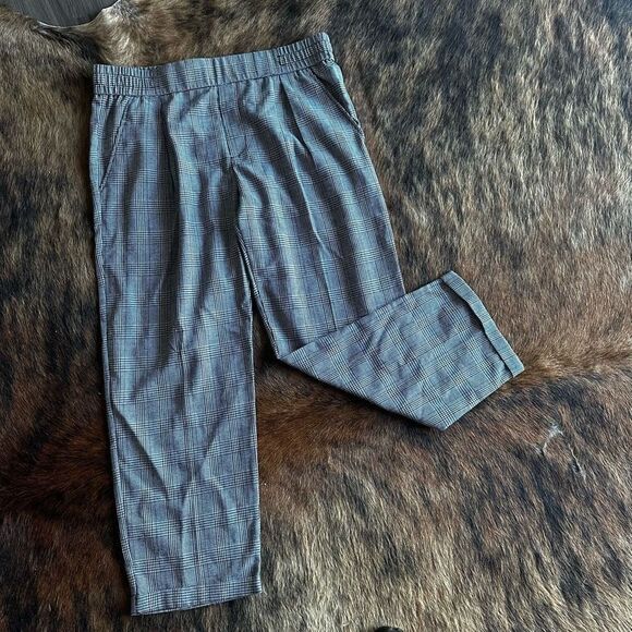 Shinestar Plaid Cropped Elastic Waist Pants - Picture 2 of 7